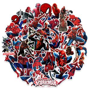 뜨거운 50pcs 만화 멋진 스파이더 맨 스티커 DIY 스케이트 보드 냉장고 오토바이 수하물 PVC 방수 스티커 어린이 장난감 선물