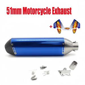 51mm 인렛 FMF 스타일 4행정 오토바이 슬립온 배기 머플러 파이프 (KTM 450 EXC RC390 DRZ400 R1 R3 R6 용 마운트 브래킷 포함)