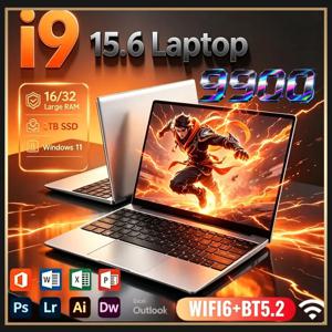 인기 상품: 15.6인치 휴대용 노트북, 32GB RAM, 2TB SSD, 인텔 코어 i9-9900 프로세서, 윈도우 11, 게이밍 노트북, 1920x1080 해상도, 사무 및 학습용 컴퓨터