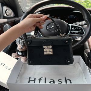 HFlash 여성용 자수 박스 백 숄더 크로스바디 스몰 스퀘어 백 통근 캐주얼 스타일 여성용 가죽 핸드백