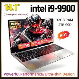 2026년형 14.1인치 노트북, 인텔 코어 i9-9900 프로세서, 32GB RAM, 2TB 저장 공간, 게이밍 PC, 초슬림 디자인, 사무 및 학습용, 윈도우 11 프로, 1920x1080 HD 해상도.
