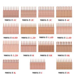 10 개/몫 구리 솔더 철 팁 900M-T-K/SK/I/IS/B/1C/2C/3C/4C/0.8D/1.2D/1.6D/2.4D/3.2D/SB 용접 헤드 936 납땜 도구