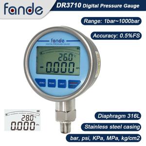 온도 다이어프램 316L LCD 스테인레스 스틸 가스 액체 연료 압력계가있는 FANDE 디지털 유압 압력 게이지