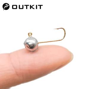 OUTKIT 10pcs 미니 지그 헤드 후크 Rockfish 노출 헤드 후크 가시 후크 송어 소프트 웜 루어 지그 낚시 후크 낚시 태클