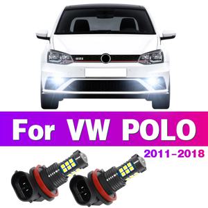 2Pcs LED 자동차 앞 안개등 램프 전구 폭스 바겐 폴로 6R MK6 2011 2012 2013 2014 2015 2016 2017 2018 자동차 액세서리