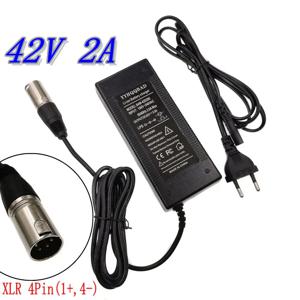 42V 2A 전기 자전거 리튬 배터리 충전기 (36V 리튬 배터리 팩용, 4핀 XLR 소켓/커넥터 포함)