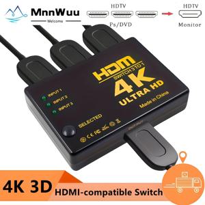 3포트 HDMI 호환 스위치 4K 3D HDMI 호환 비디오 스위처 3입력 1출력 KVM 스위치 (PC, 노트북, Xbox, PS4, DVD, TV용)