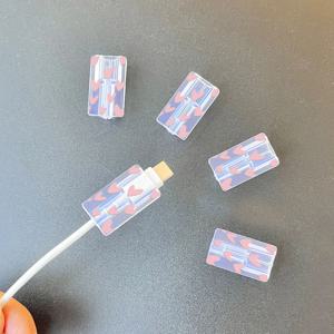 5pcs 소프트 실리콘 충전기 케이블 와인더 애플 아이폰 데이터 코드 용 고속 충전 케이블 보호 슬리브 핑크 러브 케이스 클립