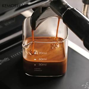 싱글 스파우트 사각 계량 피처 밀크컵 90/120ML 에스프레소 홈 샷 글라스 부품 투명 고붕규산 유리 머그컵