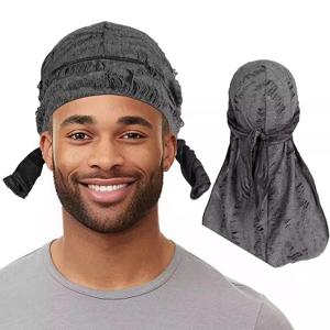 새로운 펑크 스타일 코튼 Durag 머리띠 탄성 니트 패브릭 긴 꼬리 해적 모자 남자 사이클링 헤드 스카프