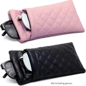 1 Pcs 더블 안경 케이스PU 가죽 더블 유리 케이스 여성 남성을위한 대형 스퀴즈 탑 휴대용 안티 스크래치 선글라스 케이스