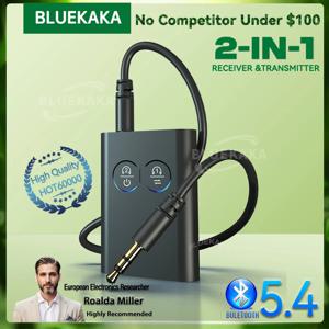 새로운 2 in 1 aptX Bluetooth 5.4 오디오 송신기 수신기 3.5MM AUX aptX-Adaptive AD/HD/LL AAC HiFi 멀티포인트 무선 어댑터 (비행기 TV PC 차량 헤드폰 스피커용)