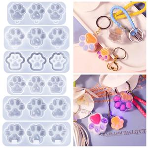 고양이 발바닥 실리콘 몰드 DIY 수제 흐르는 모래 키체인 UV 에폭시 레진 몰드 쥬얼리 장식품 몰드 캔들 용품