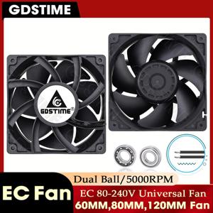 Gdstime 팬 230V 220V 240V 환풍기 EC 팬 60mm 80mm 120mm 캐비닛 팬 듀얼 볼 베어링 축류 배기 팬 PC CPU 쿨링용
