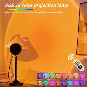 LED 선셋 램프, RGB, 미니 USB 프로젝터, 침실, 침대 옆, 사진 촬영, 홈 파티, 선물, 장식용 테이블 조명, 리모컨 포함