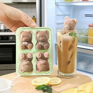 실리콘 소재 3D 곰 모양 얼음틀 위스키 칵테일 쿨러 만들기 DIY 바 주방 도구 용품