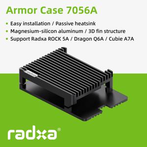 Radxa Armor 케이스 7056A, 패시브 히트싱크, 알루미늄/3D 핀 구조, 드래곤 Q6A/큐비 A7A/락 5A/락 5C 지원