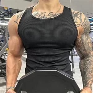 남성용 피트니스 체육관 탱크 탑, 남성용 피트니스 민소매 셔츠, 남성용 나사 스레드, 통기성 스포츠 조끼, 언더 셔츠, 체육관 달리기 조끼