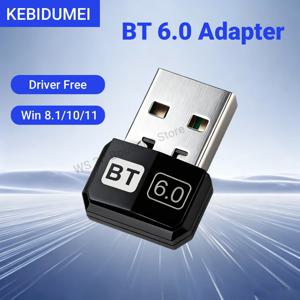 KEBIDUMEI USB 블루투스 6.0 어댑터 BT6.0 동글 PC용 무선 마우스 키보드 음악 오디오 수신기 USB 송신기 드라이버 무료