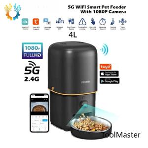 [2026] 자동 급식기, 카메라 내장, 스마트 반려동물 급식기, 2.4G/5G Wi-Fi, Tuya 앱으로 제어, 고양이 및 강아지용 자동 급식기