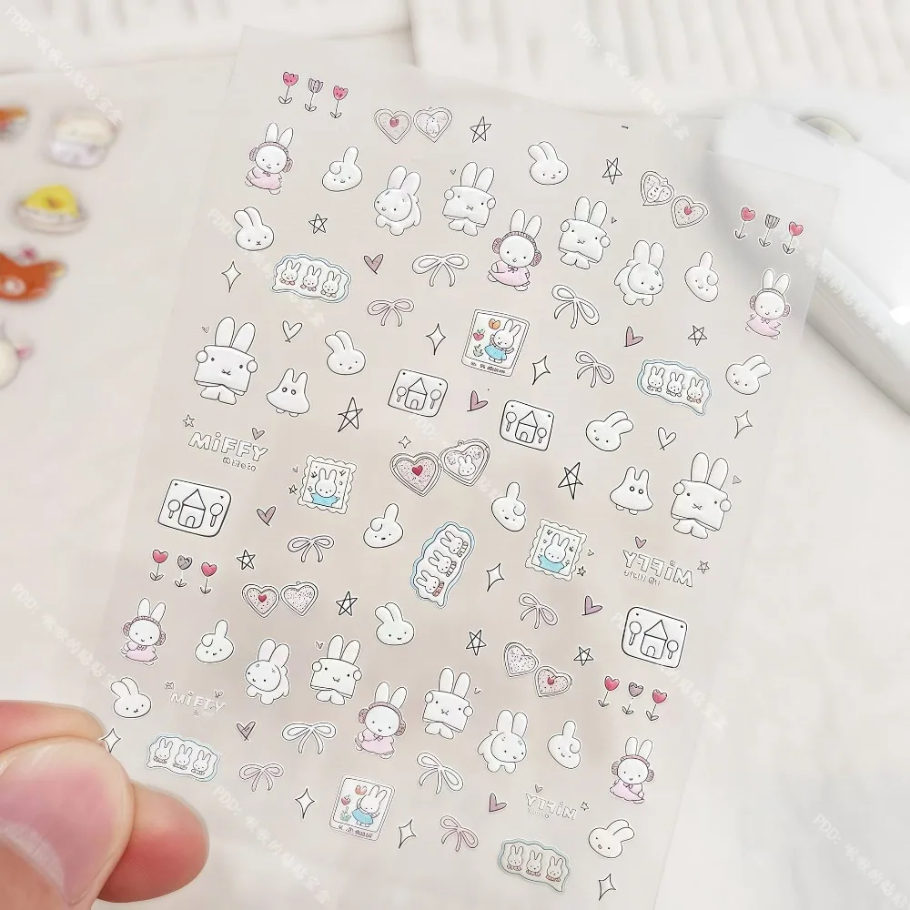 카와이 미피 만화 귀여운 엠보싱 3D 네일 아트 스티커 물컵 카메라 DIY 스티커 장식 선물 장난감 소녀용
