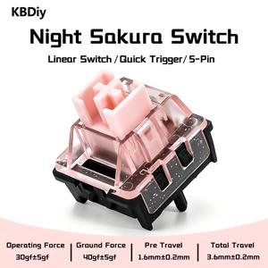 KBDiy 나이트 사쿠라 스위치 글리터 핑크 30gf 5핀 리니어 크리미 스위치 POM PC 커스텀 DIY 60% 60 게이밍 기계식 키보드용