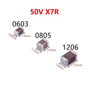 50-100pcs 0402 0603 0805 1206 1210 50V 칩 세라믹 커패시터 MLCC 1PF 2.2pf 3.3 4.7 10uf 22 33 47 100 220 330 470nf 10%