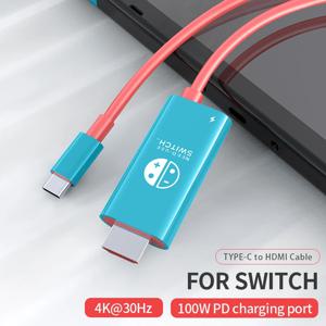 USB-C-HDMI 4K 케이블 100W PD 고속 충전 2-M 휴대용 어댑터(스위치 노트북, 휴대폰, 태블릿, 모니터, 휴대용 게임 장치용)