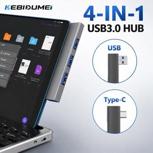 KEBIDUMEI USB 3.0 허브 4 IN 1 5Gbps 고속 전송 도킹 스테이션 휴대용 USB 분배기 OTG 어댑터 컴퓨터 액세서리