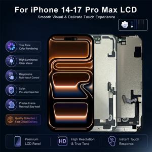 아이폰 14 15 16 17용 AAA+++ OLED LCD 터치 스크린 디지타이저 어셈블리, 14 15 Pro 16 Plus 17 Pro Max 인셀 교체 부품