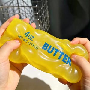 뜨거운 상태에서 성형 가능한 버터 스틱 스퀴시 장난감, 바세린으로 채워진 스트레스 해소 버터 치즈 바, 스퀴즈 피젯 장난감, 감압 통풍 장난감