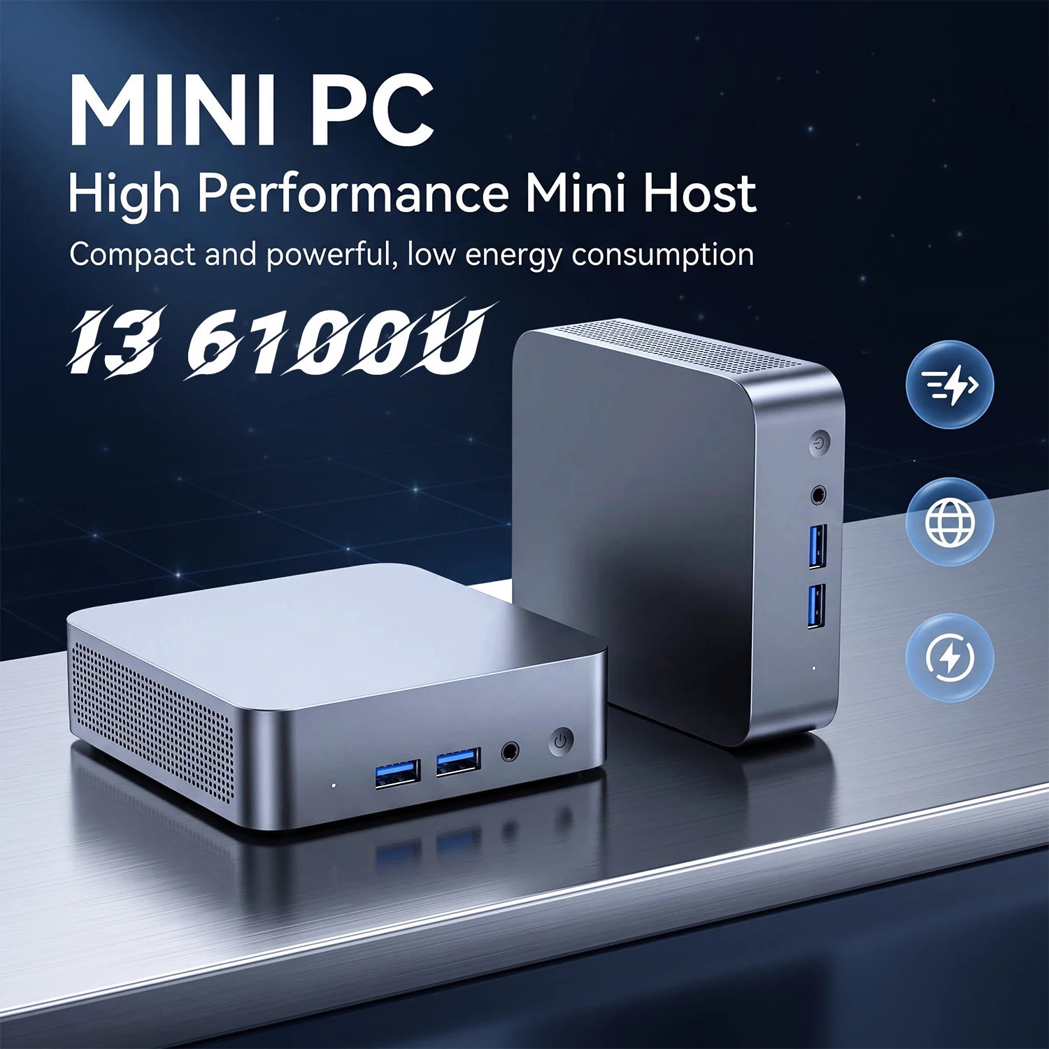 미니 PC, 인텔 i3 6100U 프로세서, 윈도우 11, 휴대용 게이밍 PC, 16GB RAM, 512GB + 2TB SSD, 미니 PC, 사무용/게이밍용, Wi-Fi 6, 블루투스 5.0, 데스크톱