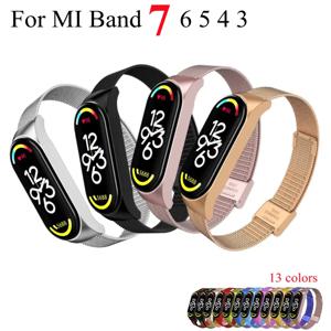 Xiaomi mi 밴드 용 금속 스트랩 팔찌 7 6 5 3 4 스트랩 스테인레스 스틸 MiBand xiao mi miband 4 3 스트랩 용 스마트 손목 스트랩