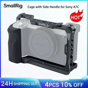 ARRI 퀵 릴리스 플레이트 Arca 및 Cold Shoe용 구멍이 있는 Sony A7C용 실리콘 측면 핸들이 있는 SmallRig 풀 케이지