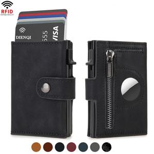 Rfid 신용 카드 소지자 남성용 지갑 Airtag Air Tag Tracker 용 고급 슬림 지갑 미니멀리스트 지갑 아버지의 날 선물 선택