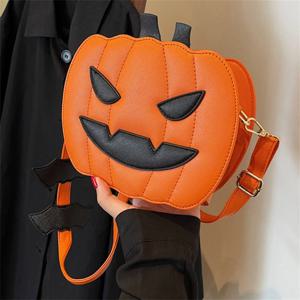 여성용 호박 크로스바디 백, 호박 숄더백, 여성 할로윈 가방, PU 가죽 악마 메신저 백, 할로윈 쇼퍼 백