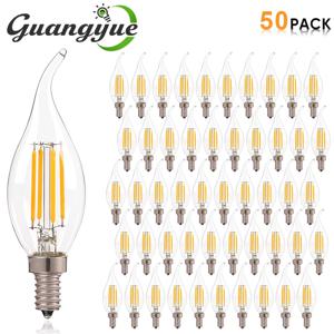 E12 E14 LED 샹들리에 전구 60W 동등한 레트로 Candelabra 전구 6000K 2700K 따뜻한 흰색 480LM 투명 유리 조명 램프