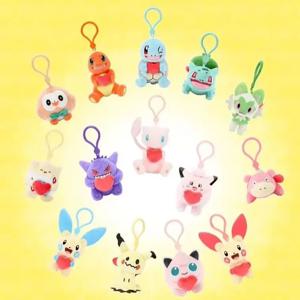 포켓몬 피카추 이상해씨 Gengar Mimiku Plusle Minun Kawaii 봉제 인형 장난감 키 체인 배낭 펜던트 열쇠 고리 생일 선물