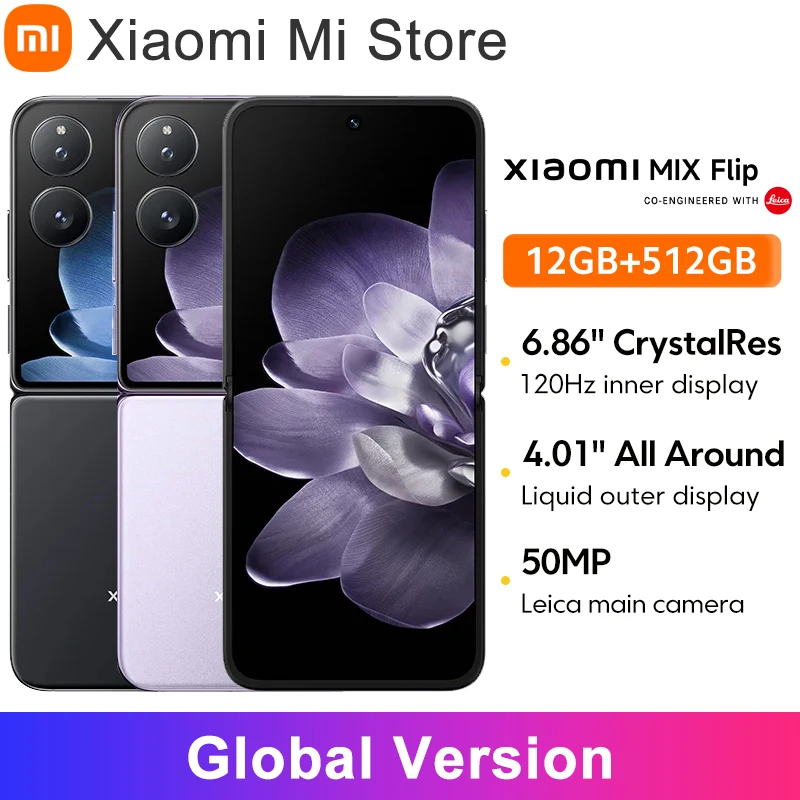 글로벌 버전 샤오미 MIX Flip 67W 하이퍼차저 6.86인치 12GB 512GB 라이카 50MP 카메라 120Hz 디스플레이 스냅드래곤 8 Gen 3 스마트폰