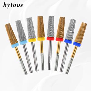 HYTOOS 5 in 1 네일 드릴 비트 16mm 플랫 탑 테이퍼 카바이드 네일 비트 제거 젤 도구 전기 드릴 파일 매니큐어 액세서리