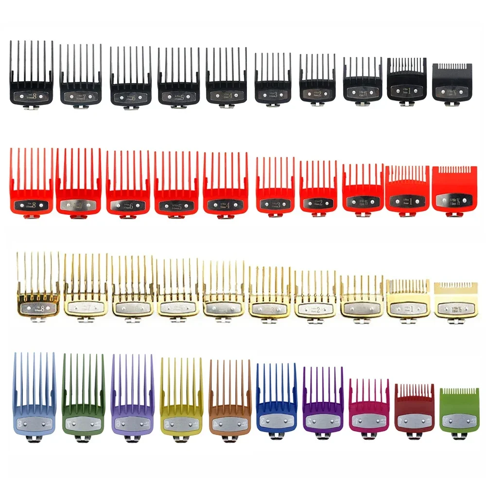 Wahl 및 Kemei 트리머 용 8/10pcs 헤어 클리퍼 제한 가이드 빗 범용 이발사 가이드 빗 이발 도구 클리퍼 제한 빗