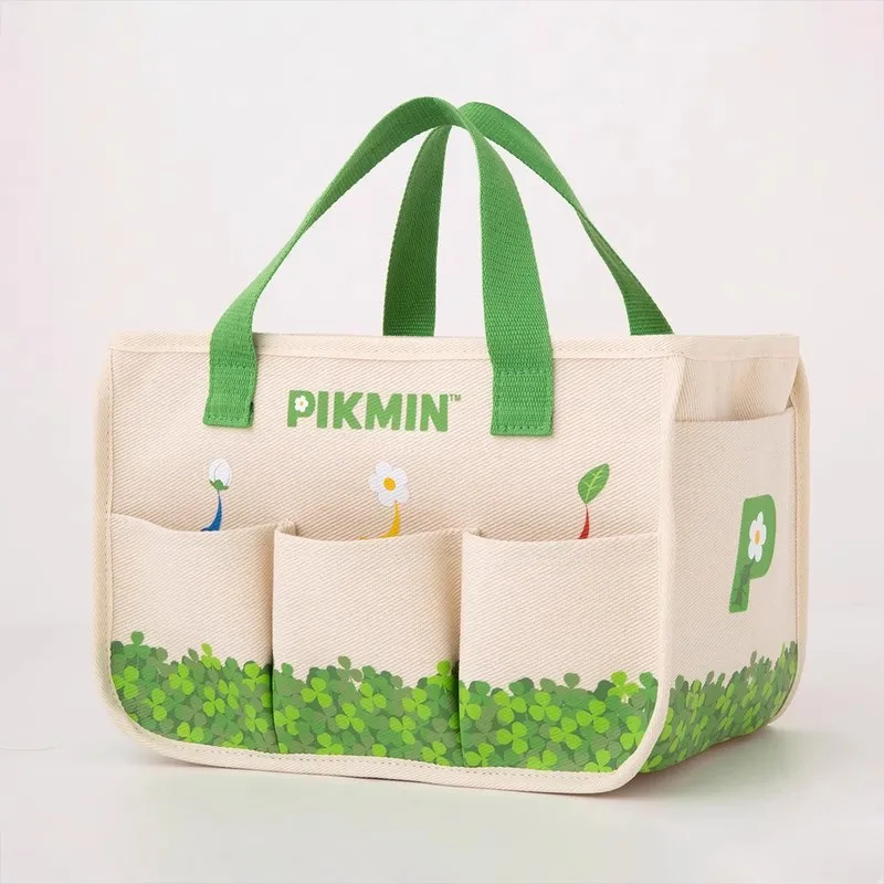 새로운 Kawaii 귀여운 Pikmin 키즈 캔버스 핸드백 여성 점심 가방 어린이를위한 토트 백