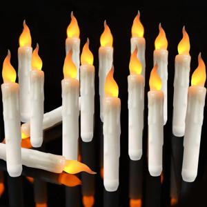 6.5인치 LED 테이퍼 캔들 무불꽃 촛대 배터리 작동 창문 캔들 크리스마스 할로윈 교회 생일 파티용