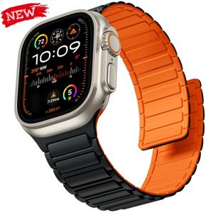 애플 워치 울트라 3 49mm 46mm 42mm 45mm 44mm 40mm 41mm용 자석 밴드 실리콘 스트랩 iWatch 시리즈 11 10 9 8 7 6 SE 팔찌