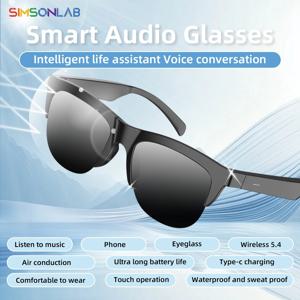 새로운 스마트 안경 V5.3 블루투스 통화 고품질 헤드폰 야외 스포츠 선글라스 안티 터치 UV 음악 플레이어 남성 여성용