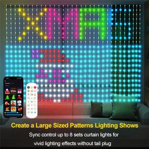 야외 LED 스트링 크리스마스 조명 블루투스 음악 앱 제어 RGBIC 커튼 USB DC5V WS2812B LED 어드레서블 파티 장식