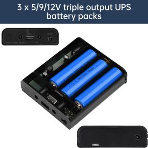5V, 9V, 12V UPS 리튬 배터리, 납땜이 필요 없는 키트, 3개 18650 배터리 포함, 즉시 사용 가능한 라우터/광케이블 모뎀용 무정전 전원 공급 장치.