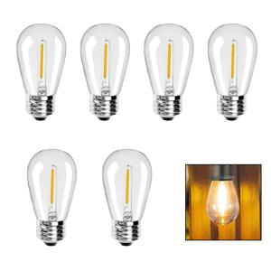 6개입 LED 1W 2W E27 3V 220V 110V 웜 화이트 필라멘트 S14 레디 전구 유럽/미국 표준 장식 조명 스트링 교체용