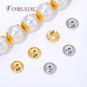 18K 금도금 6mm 비즈 캡 (쥬얼리 제작용), 황동 비즈 캡 스페이서 비즈 (DIY 팔찌&귀걸이 제작 액세서리용)