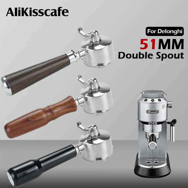 51mm 커피 바텀리스 포터필터 델롱기 데디카 EC680 EC685 에스프레소 머신 액세서리 바리스타 도구용 네이키드 더블 스파우트
